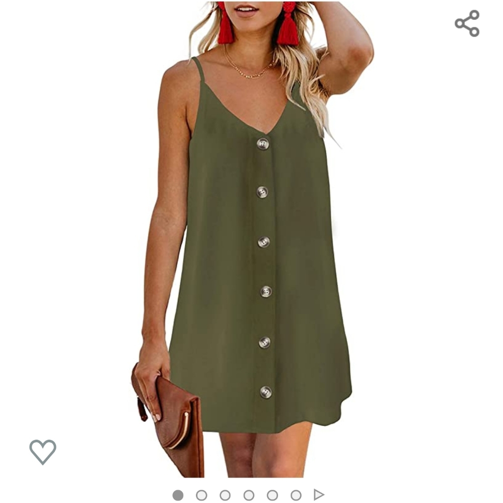 Spaghetti strap button down mini dress - Picture 1 of 6